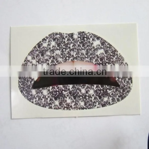 Promotion gift blue mable temporary lip tattoo non removable lip sticker for girls factory