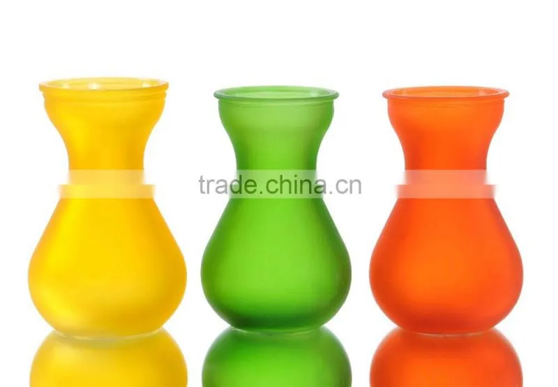 Calabash Shape Frosted Color Glass Vase