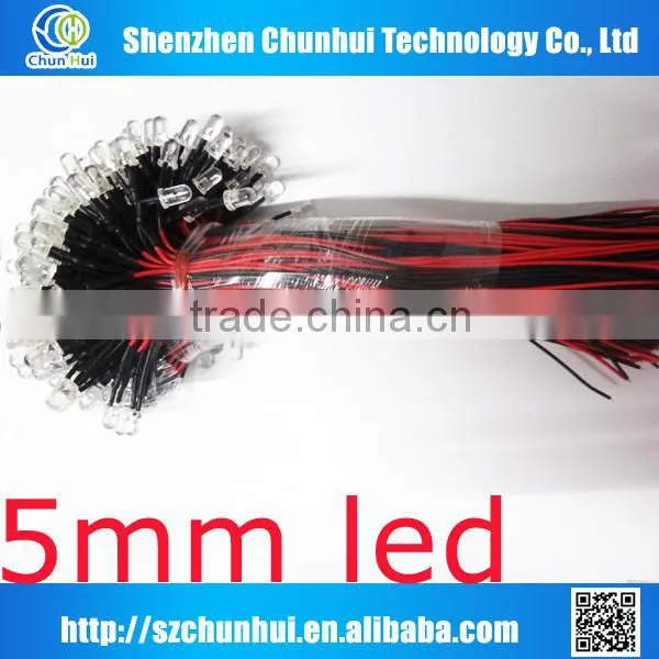 hot sales Red PREWIRED 12V diode 5mm prewired