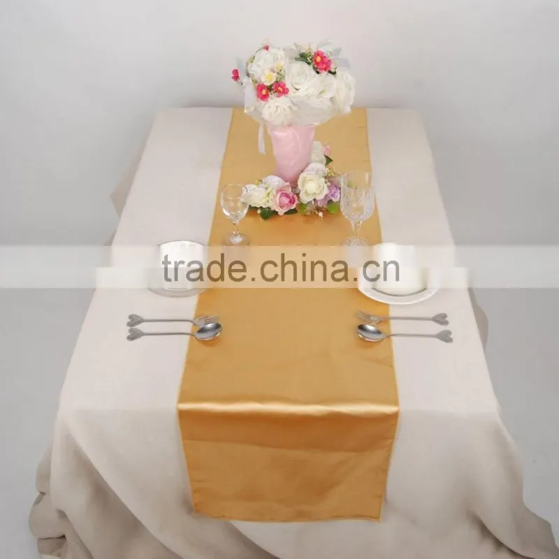 2015 New Banque Dining Gold Satin Table Runner
