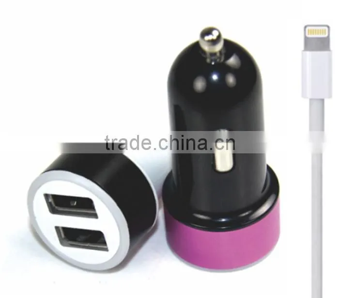 Lancom CE ROHS Comply Dual port Car Charger with 8 pin cable wholesaler