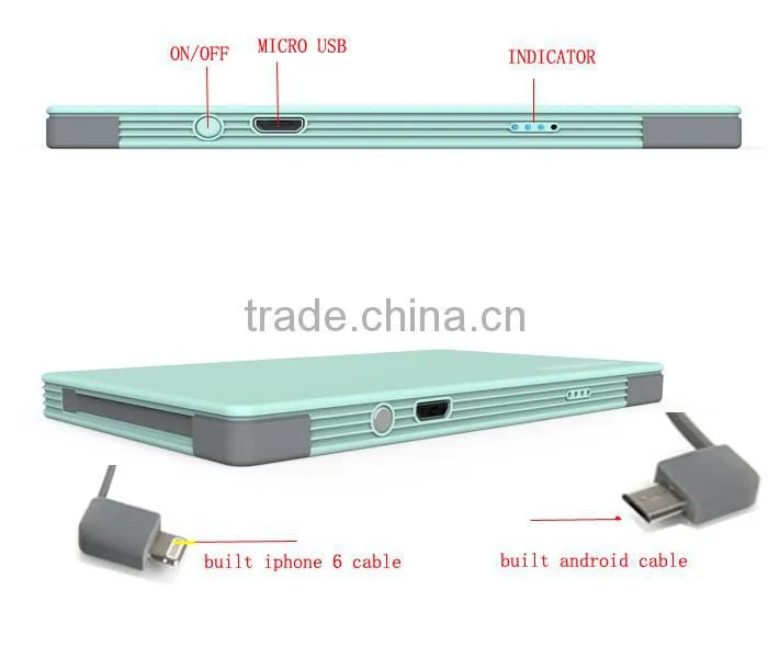 4000mah Backup Power Bank mobile phone charging built in cable power bank for iphone