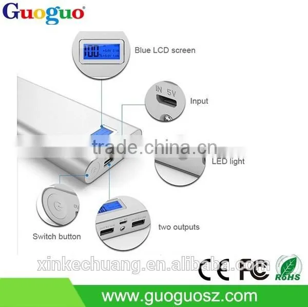 Hot Sale colorful 5000mah li-polymer portable power bank with bule LCD screen