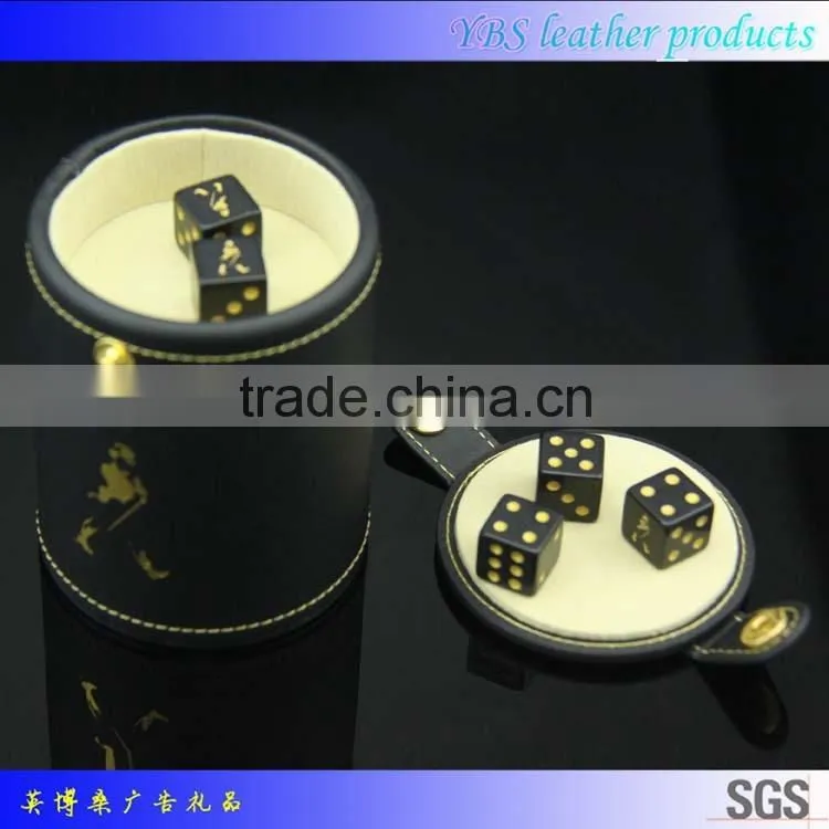 promotional customized logo leather dice cup wth lid