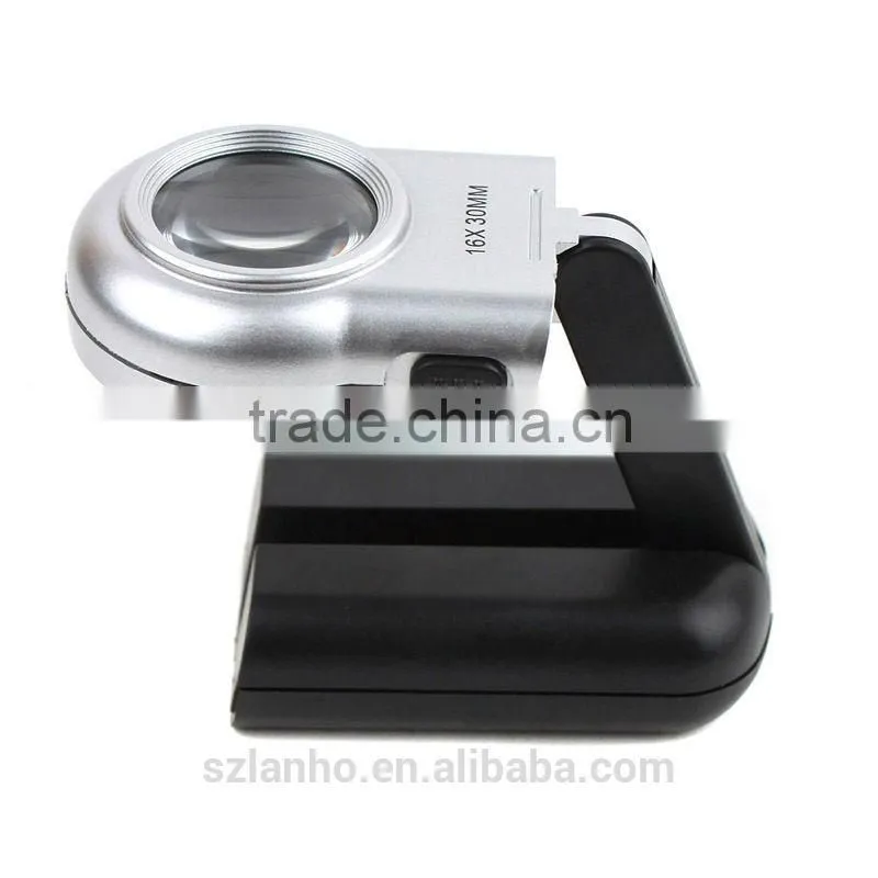 16X LED Illuminated Magnifier Table Magnifying Glass Folding Stand Jewelry Loupe