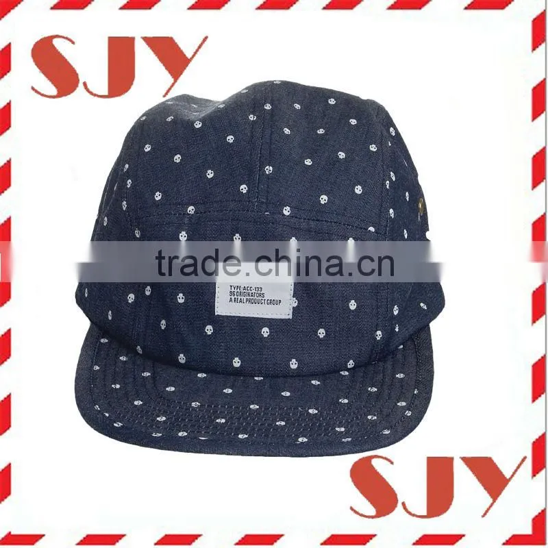 100% cotton fabric five panel fashion golf hat and cap