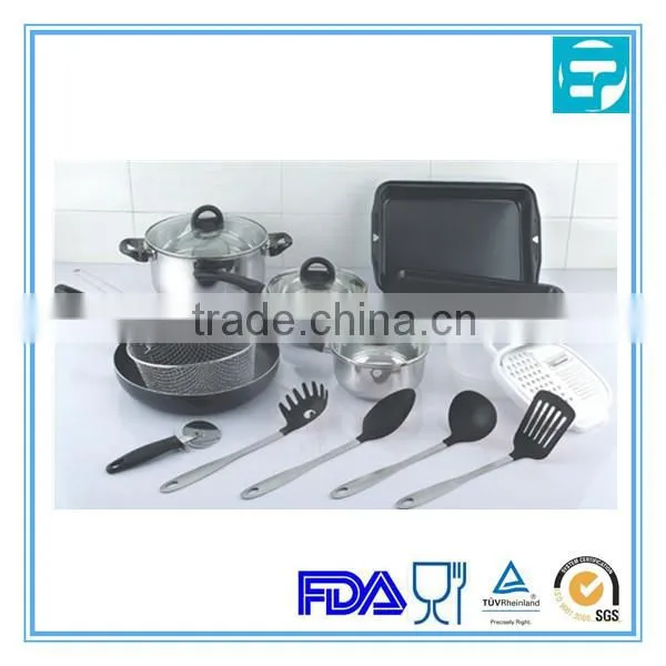 19pcs non stick stainless steel korean kitchenware