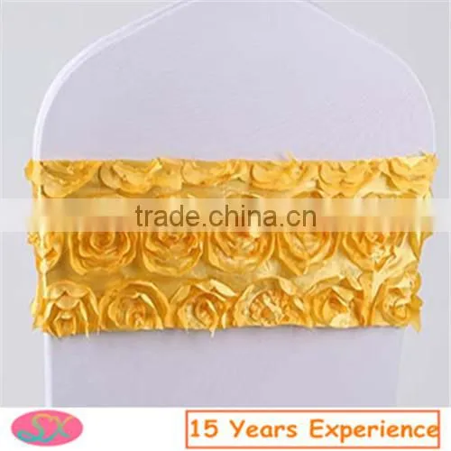 Polyester Rose Taping Embroidery Wedding Chair Sash