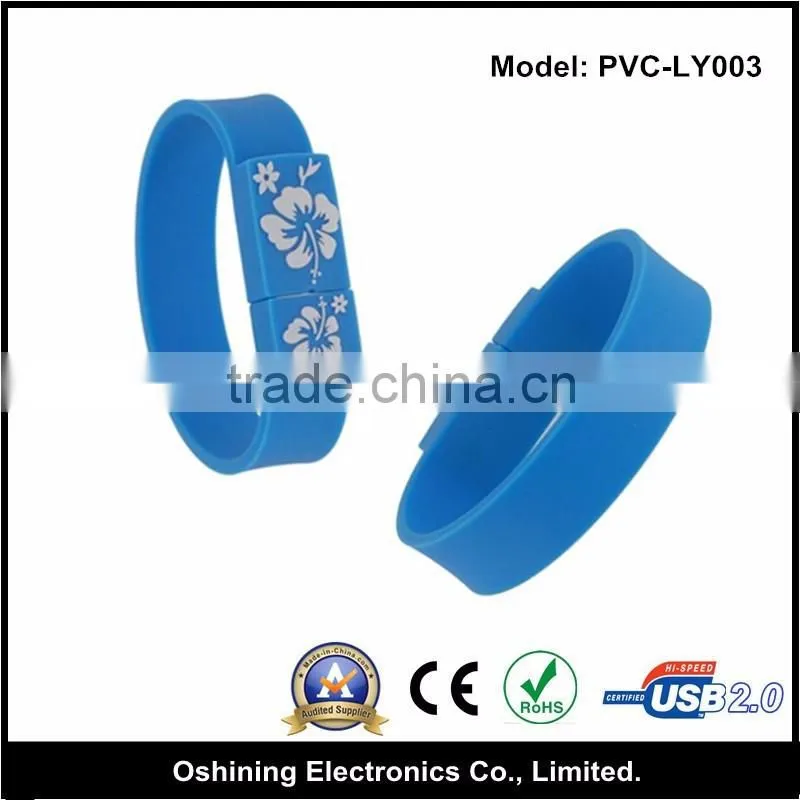 Cool cell phone accessories rubber bracelet usb flash drives for promotional gift(PVC-LY003)