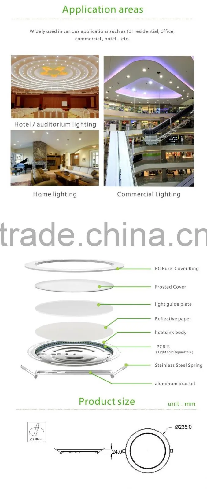 built-in driver round panel light led panel light