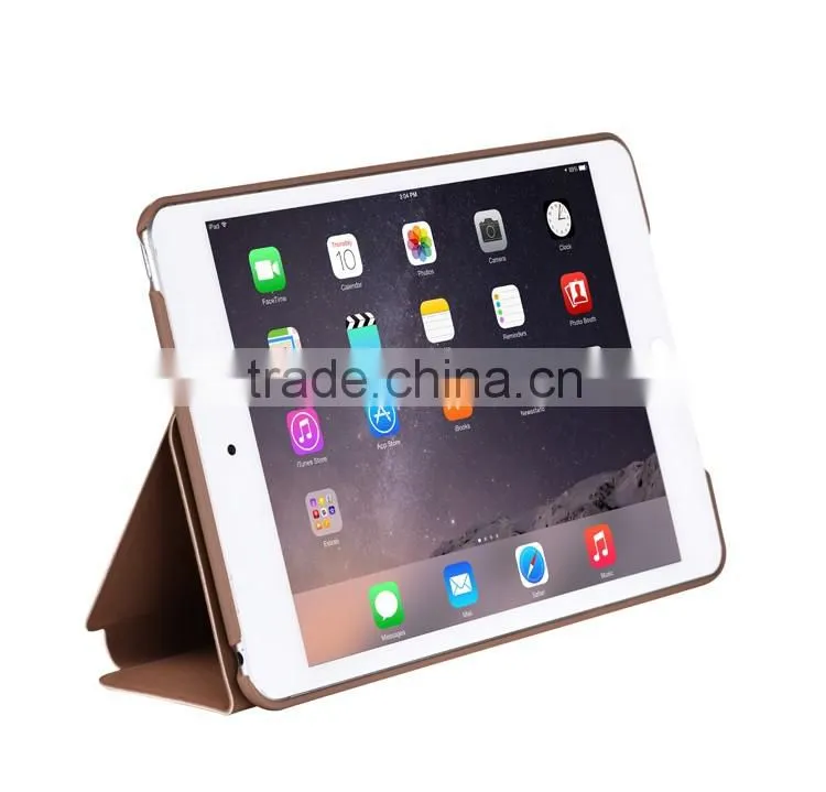 Shockproof PC Back Shell Smart Sleep Wake Stand Leather Case for iPad mini 4