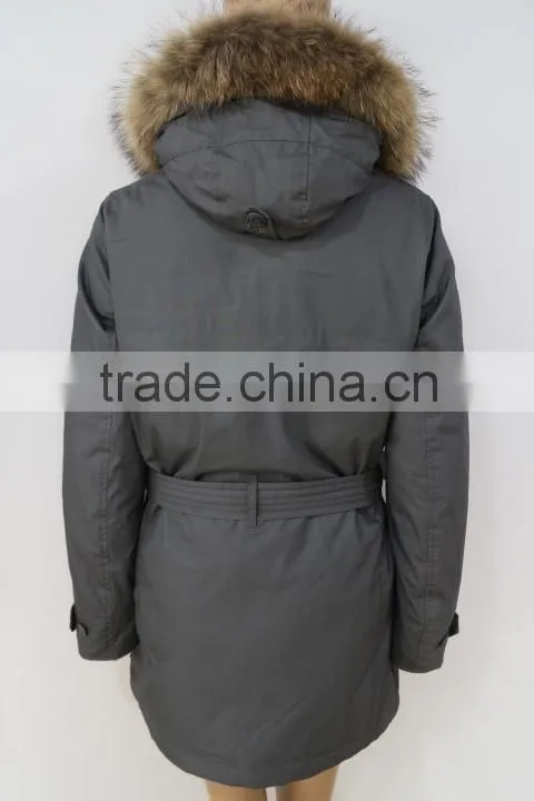 2015 WINTER NEW ARRIVAL WOMAN JACKET WITH REAL FUR HOOD FOR SALE