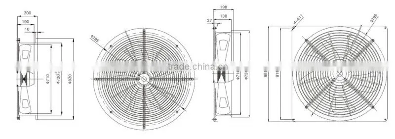 710mm outer rotor axial flow fan