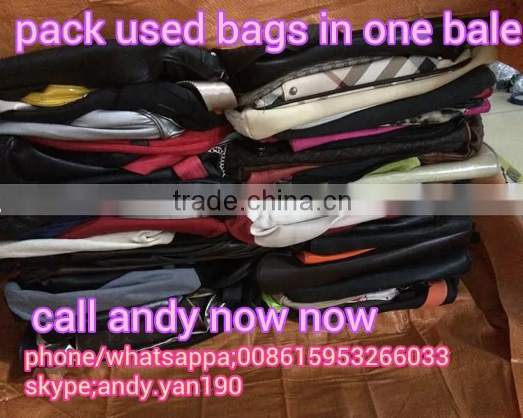 2015 fashionable wholesale second hand lady men used genuine leather bags