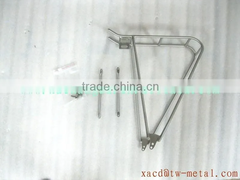 Ultra light weight titanium bicycle rear panier rack with handing brush finished capacity 25kg minimalist design rear rack