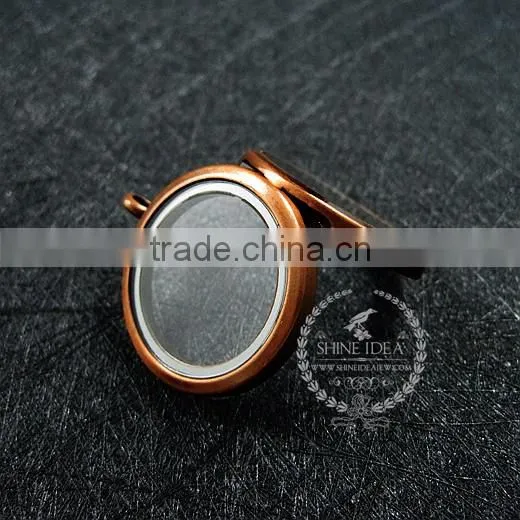 30mm copper red vintage style alloy round photo locket vintage style fold photo locket pendant charm 1110025