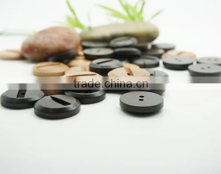 Fancy High Quality 2 Holes Black Painted, Natural Wooden Buttons with Manger Style