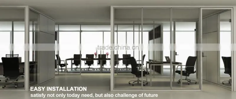 New flexible design acoustic modular easy assembly office partition glass wall(HK85-series)