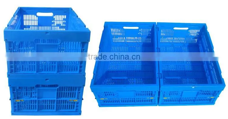 Large capacity stackable plastic material foldable transport crate
