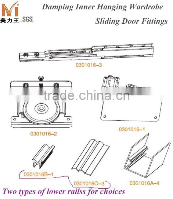 Soft Closing Sliding Wardrobe Hardware Door System
