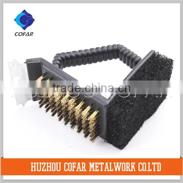 High quality wholesale 12-inch 3-sided grill brush