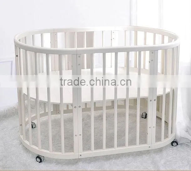 3 in 1 white sleigh wooden baby crib / baby cot