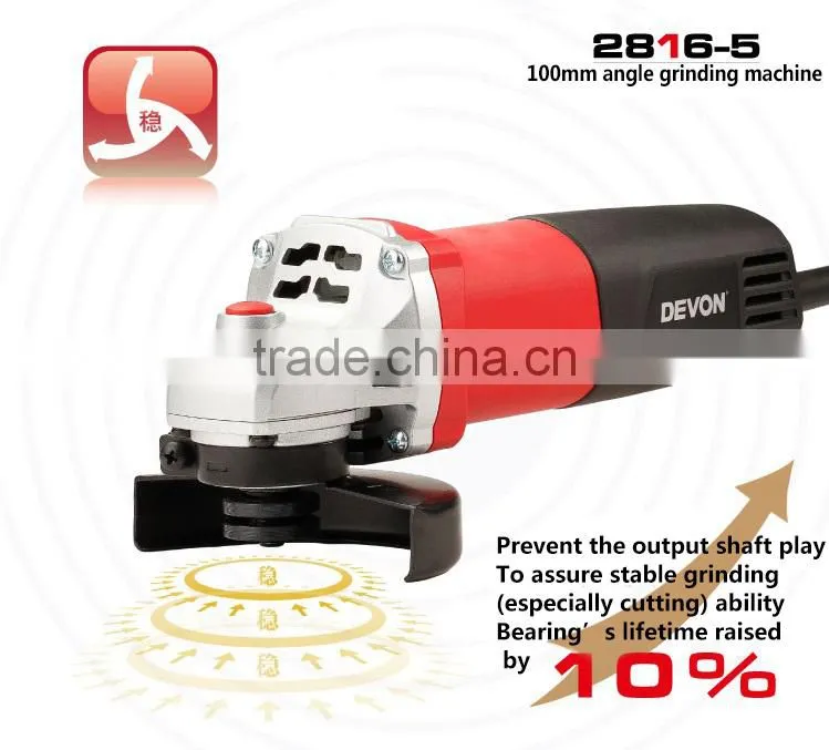 Hot Selling DEVON Electric Grinder Machine, 100mm 710W Short Shank Angle Grinder 2816-5