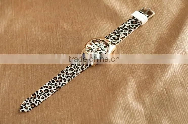 Women's Geneva Watch Leopard gold color Silicone Wristwatches Quartz Ladies dress watch dropship digital time Sport Watch