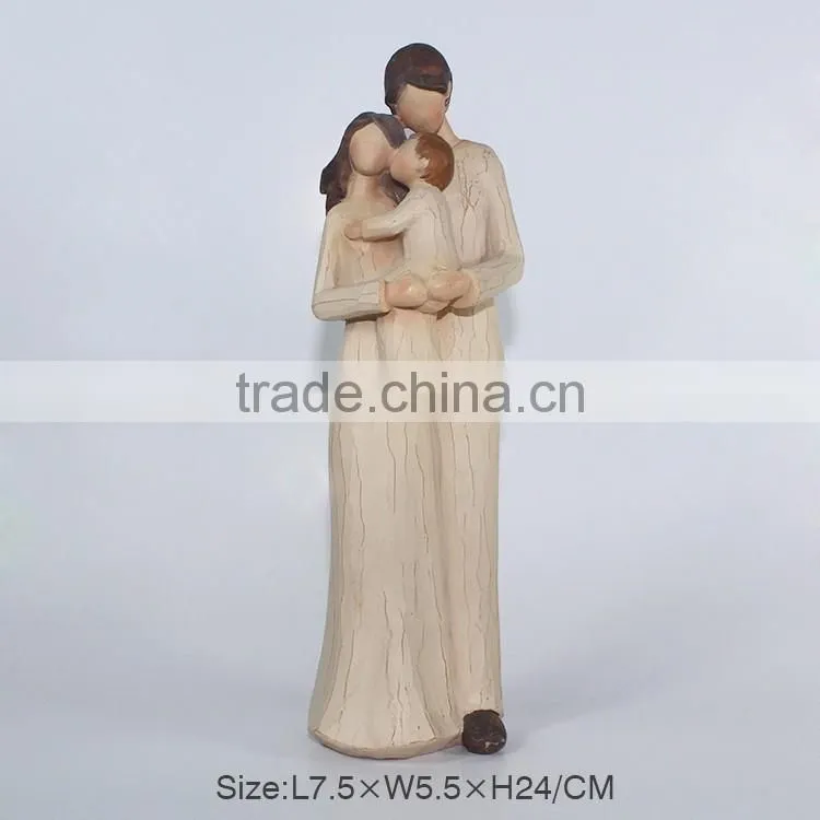 Wood imitation polyresin family figurine