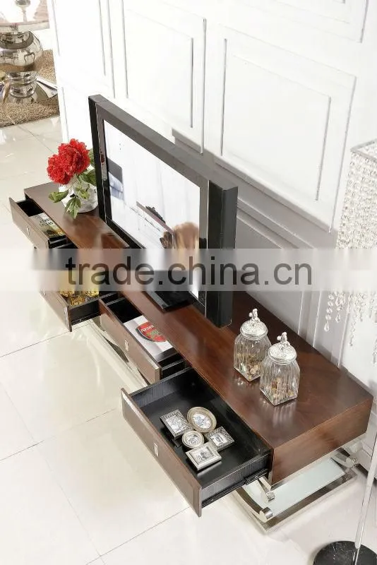 Fashion and modern design for home furniture design stainless steel+marble top+MDF covered with crocodile leatherTV stand E362