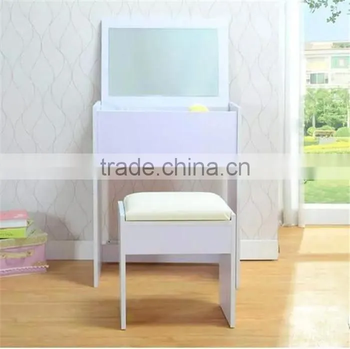 Small Window Table Wooden Dresser White Color Mini Dresser European Style Wood Makeup Table With Mirror 60*30*35cm T15-523C
