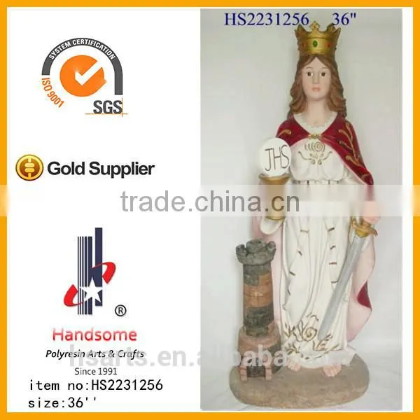 12"Resin Saint Barbara religious statue with resin base