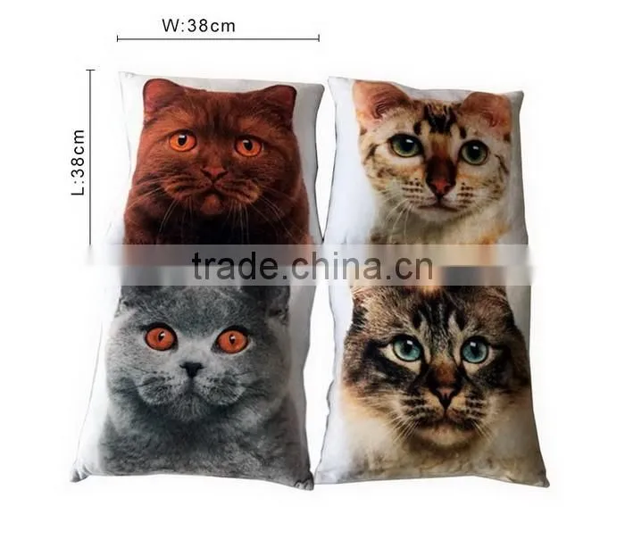 Cartoon Style Throw Pillow Cover Lovely Cat Face Cushion Case Cotton Linen Cloth Pillowcase