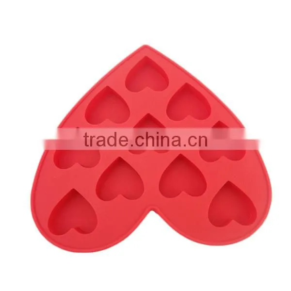 red love heart shaped silicone ice cube tray