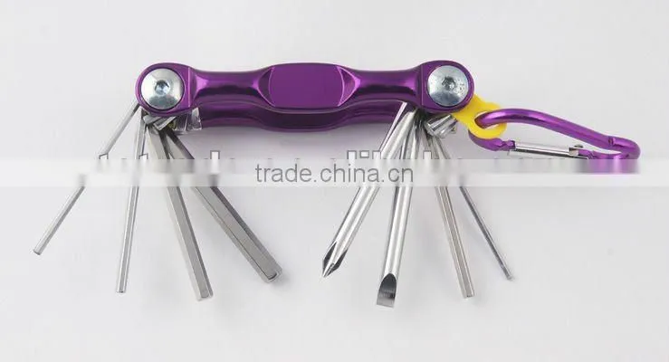 2014 new Stock pocket mini multi aluminium oxide promotion bike keychain tools 606-8