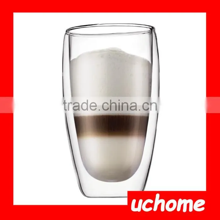 UCHOME Heat Resistant Double Wall Insulated Glass Coffe Cup For Home