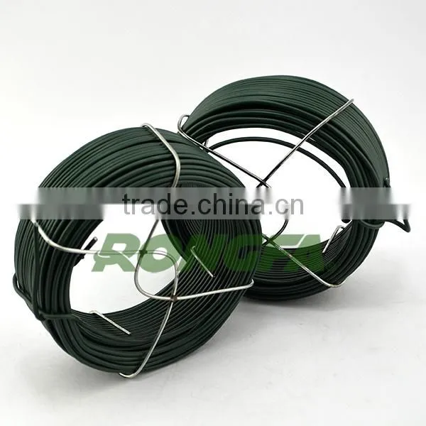 30m coiled green soft pvc coated wire for garden and agriculture