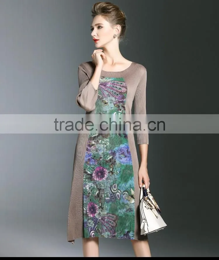Hot design wholesale women pleated tie dye maxi dress