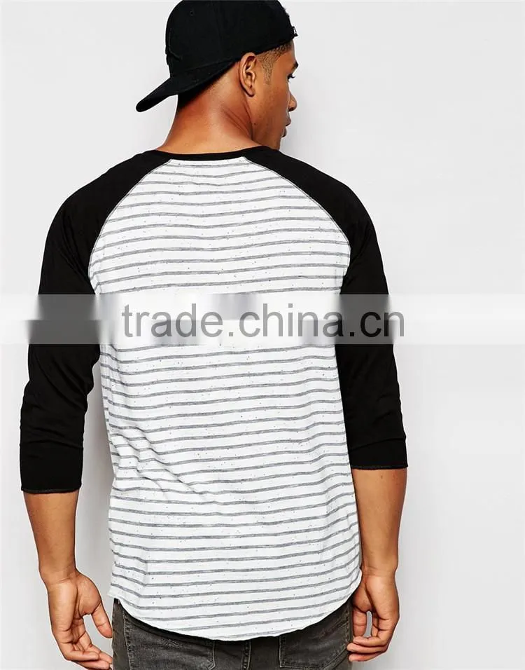 Mens long raglan stripe t shirt long sleeve t shirt