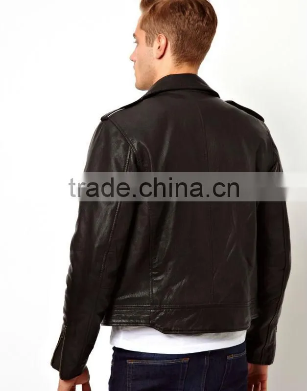 men newest shoulder epaulettes zip sleeves PU short jacket