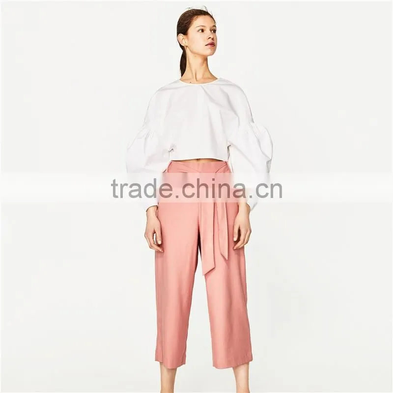 2017 Dongguan Wholesale OEM Casual Cropped Pants for Women