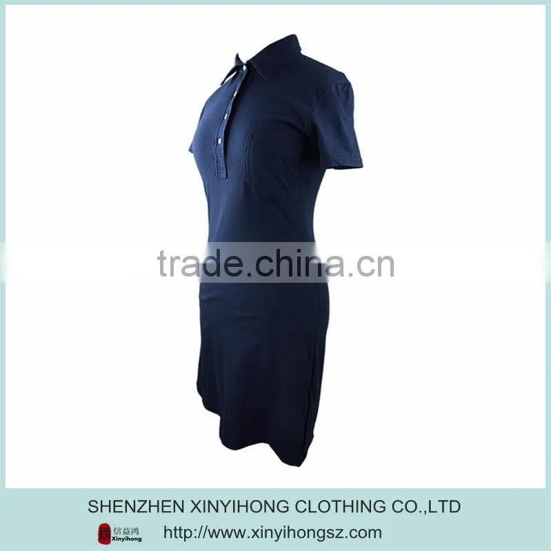 Dry wicking fabric slim fit golf dresses with open-hem sleeve