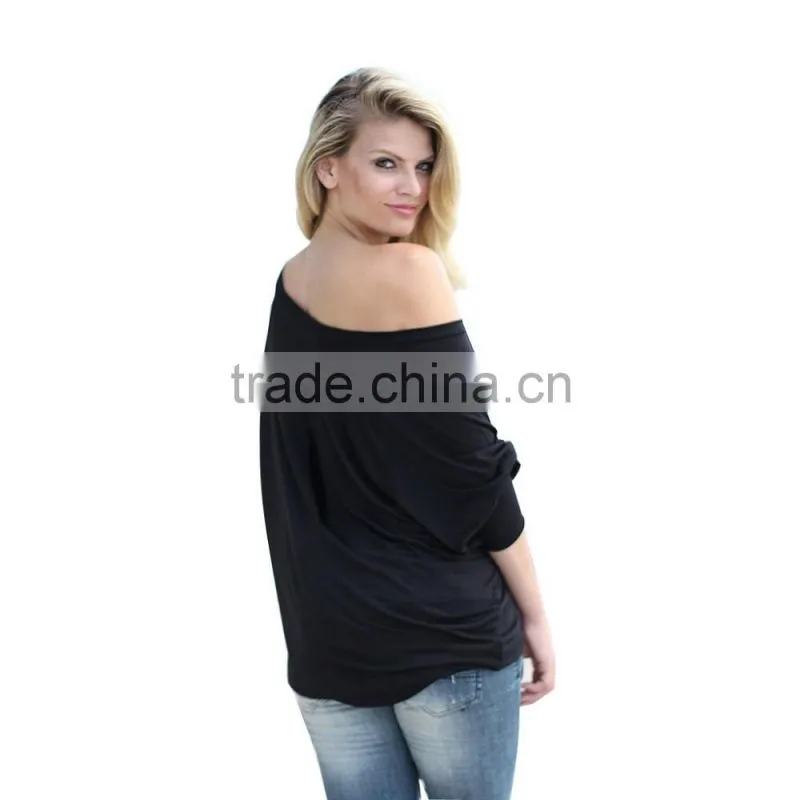 Women fashion one shoulder long sleeve ladies blouse and top for wholesale 2017