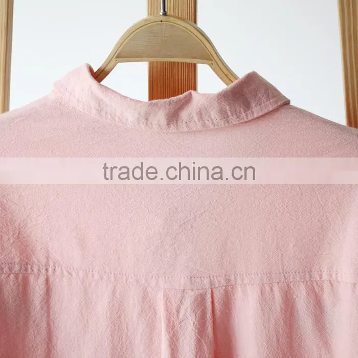 Simple style chiffin wihte V neck no collar 7 sleeve women casual blouse