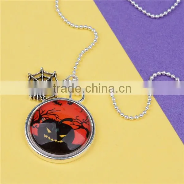 Hot Sale Silver Plated Cobweb Pumpkin Copper Halloween Necklace