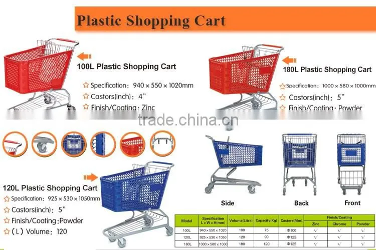 hot selling good quality european style 130L shopping cart for supermarket