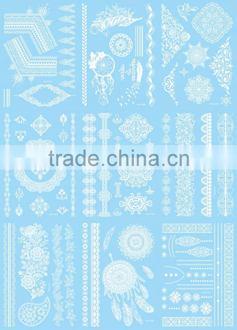 Custom temporary bridal white lace tattoos