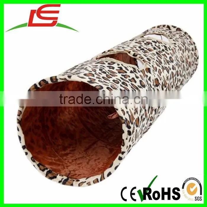 Foldable Leopard Print Plush Pet Cat Tunnel Toys
