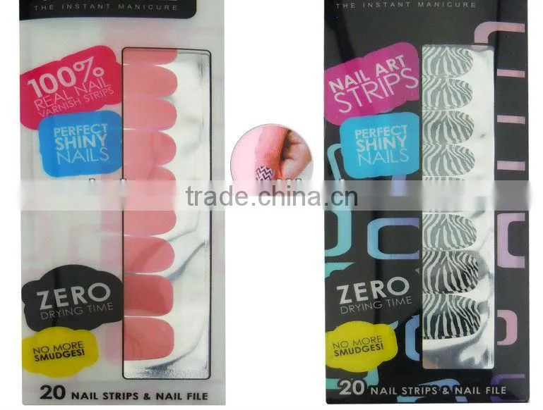 Cheap Full Cover Fake Nail Sticker,Art Decor Nails Strips and Nail File Sets Wholesale,Perfect Shiny Nails