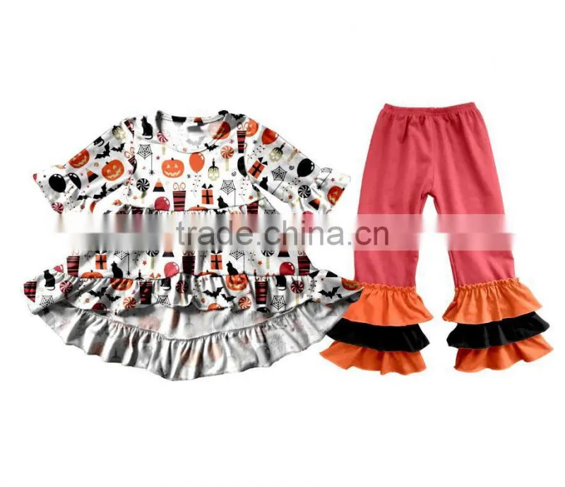 Halloween Pattern Toddlers Girls Clothing Wholesale Girls Printing Boutique Outfits Kids Clothing Design Baby Clothing China